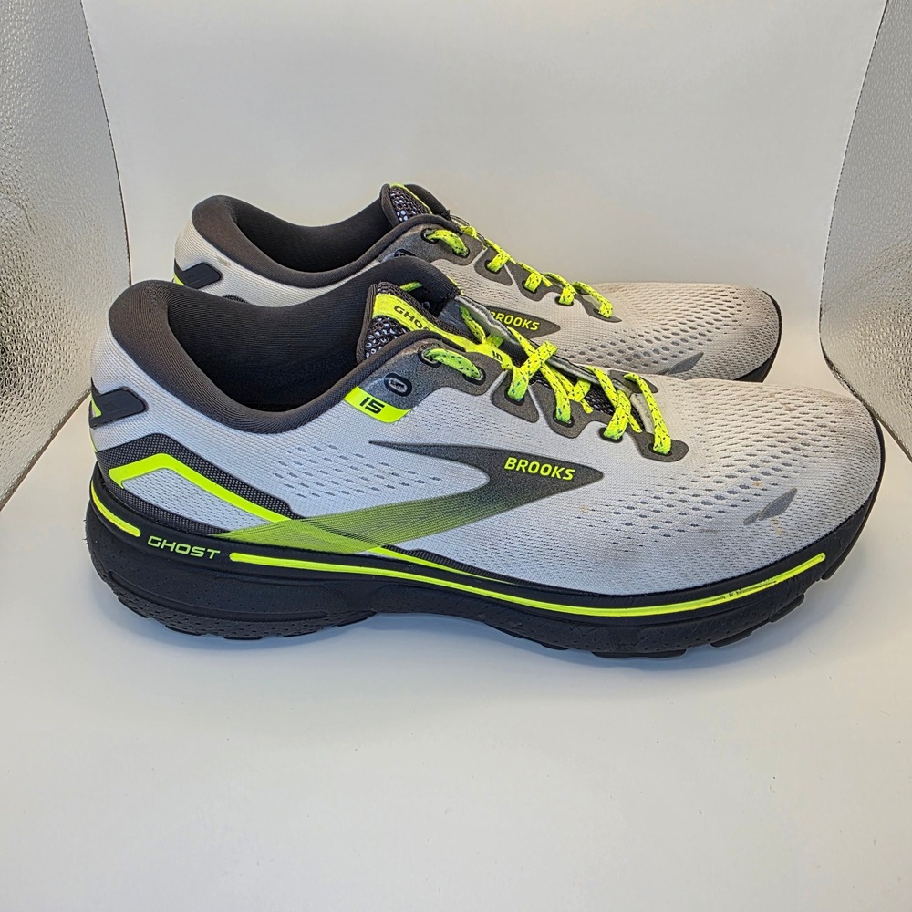Brooks Ghost 15 Running Shoes Grey Neon Yellow 1203801B125 | Womens 11